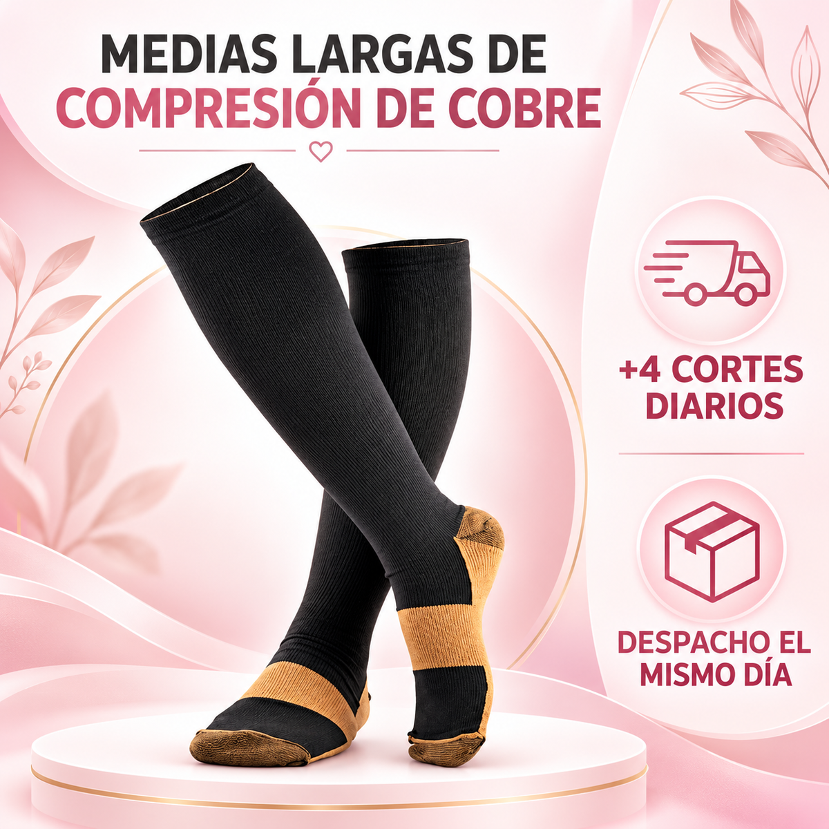 Medias largas de compresión de cobre